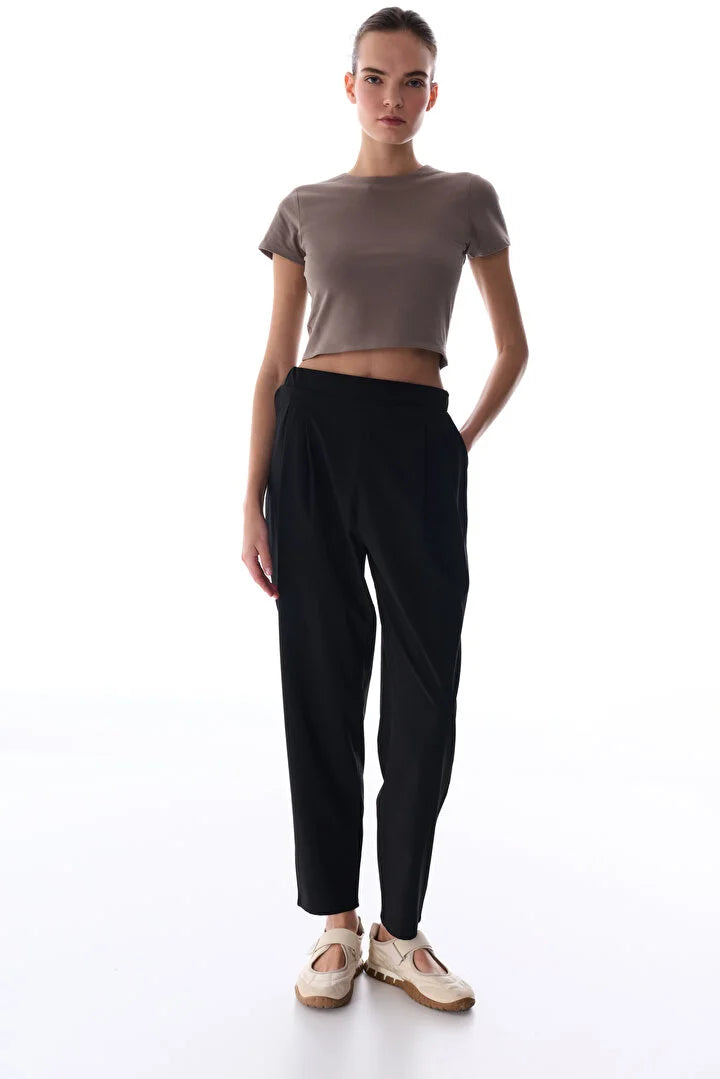 Penti Grey Crew Neck Crop Cotton T-Shirt