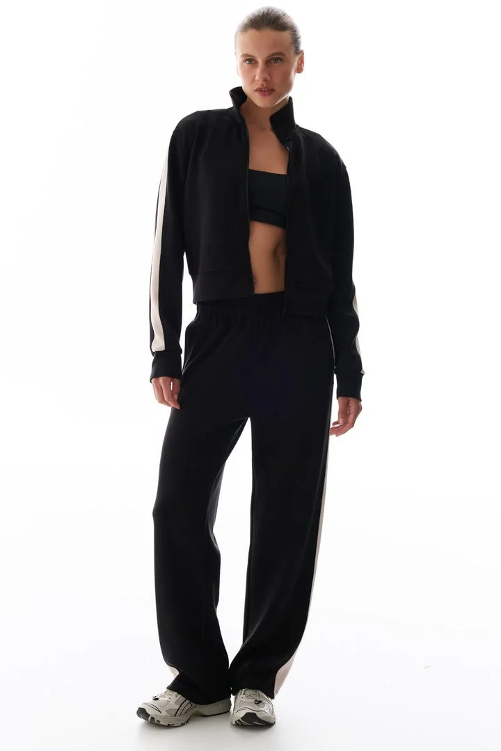 Penti Black Silky Touch Paneled Zipped Long Sleeve Jacket