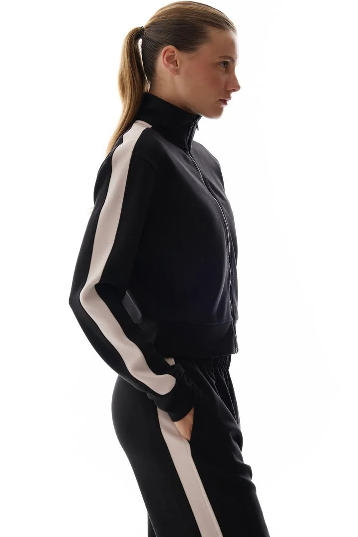 Penti Black Silky Touch Paneled Zipped Long Sleeve Jacket