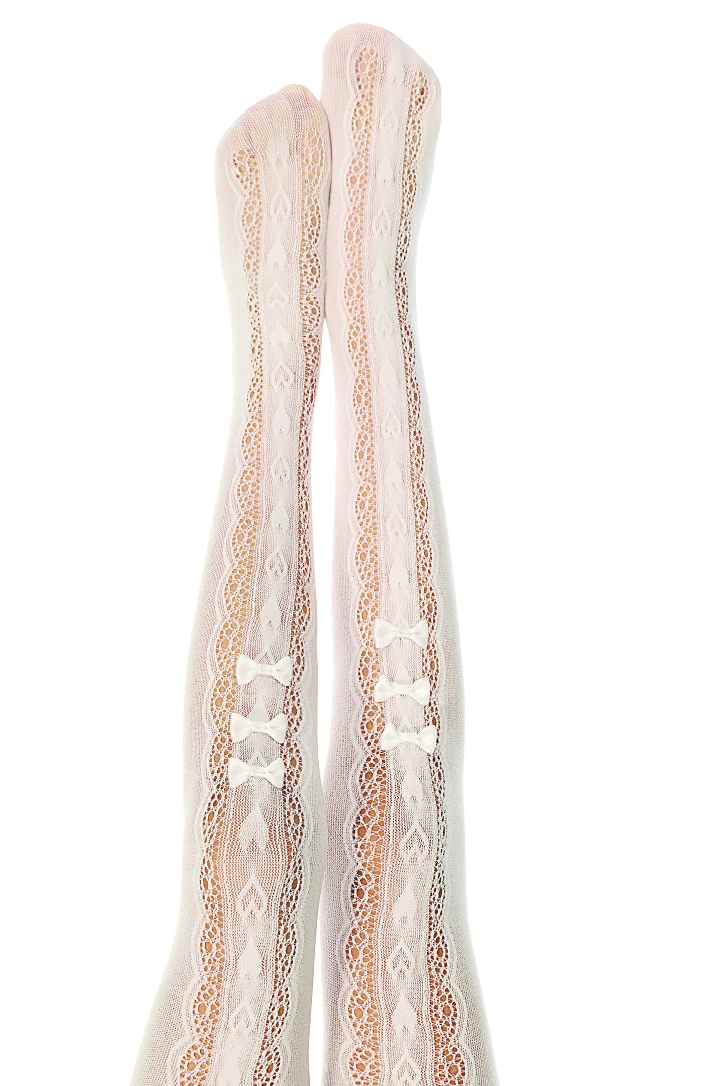 Penti White Girl's Bow Detailed Fishnet Pantyhose