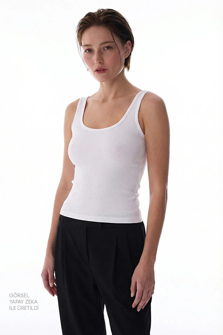 Penti Optic White Seamless Square Neck Top