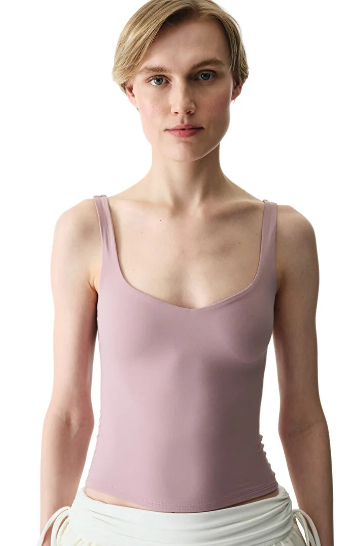 Penti Light Lilac Sweetheart Neck Soft Texture Tank Top
