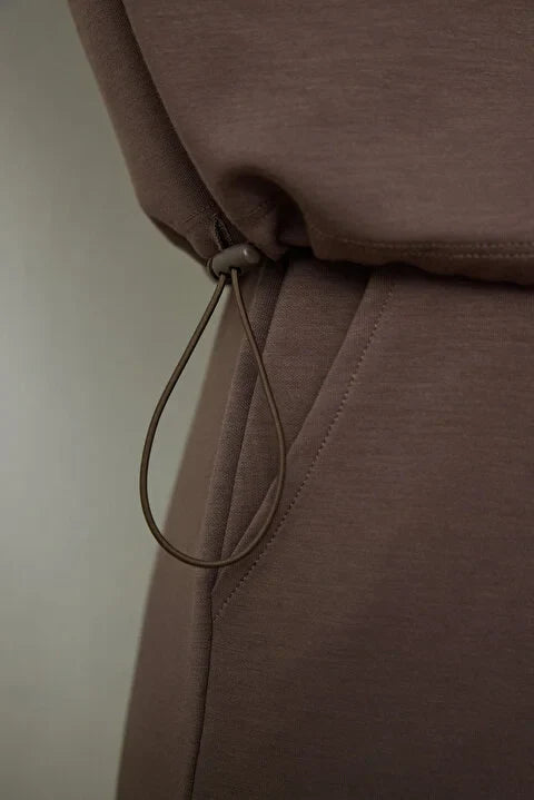 Penti Khaki Silky Feel High Collar Crop Sweater