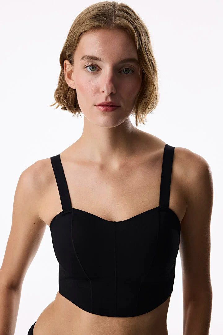 Penti Black Stitch Detailed Crop Top