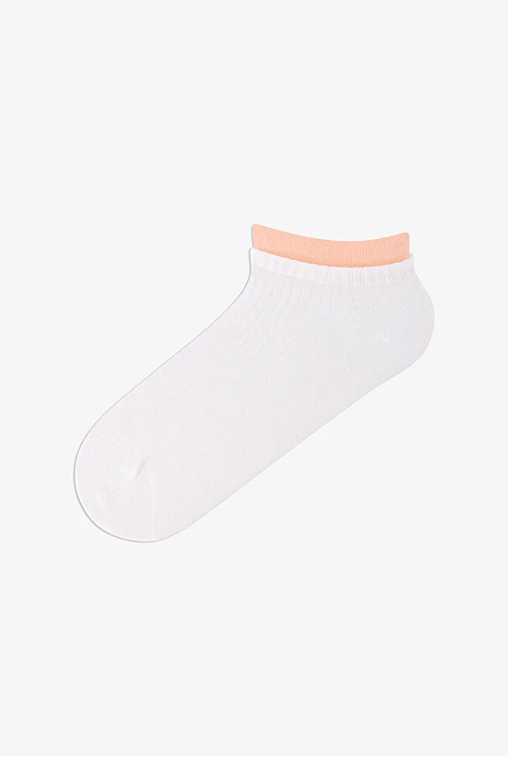 Penti 4 Pairs Seamless Toe Cotton Colorful Socket Detail Footie Socks