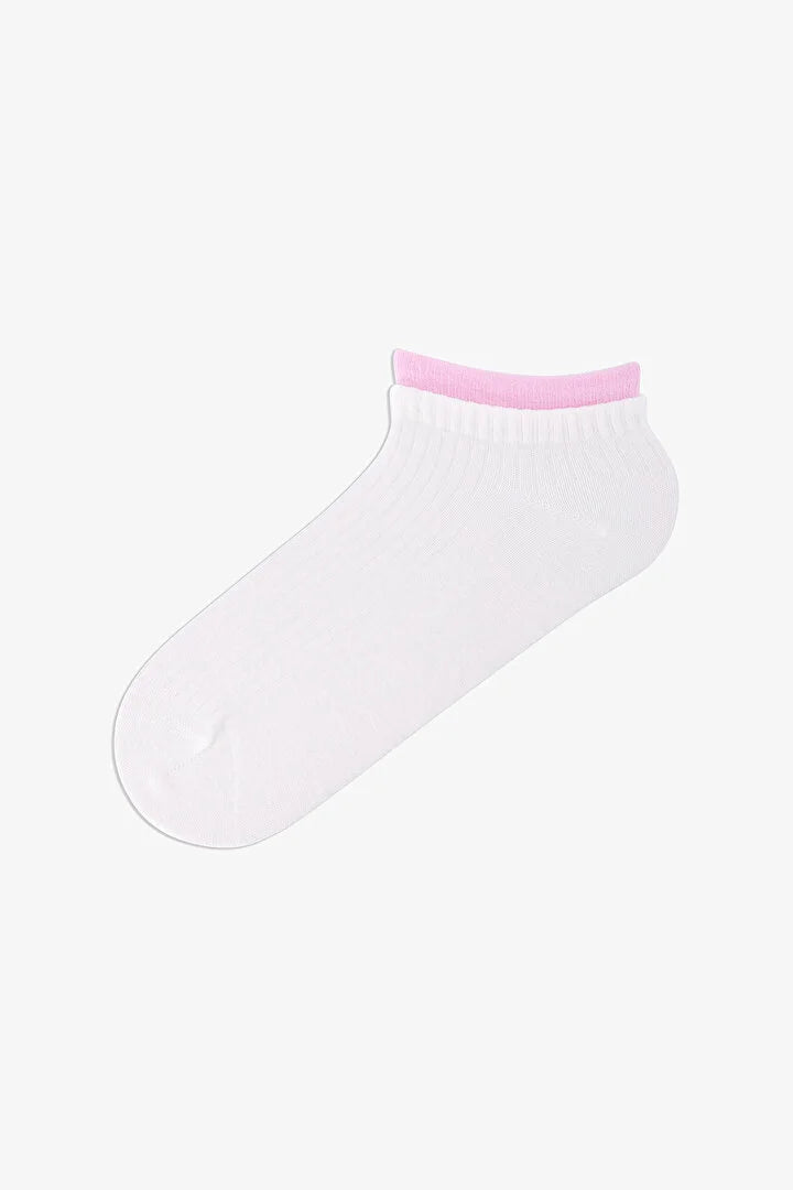 Penti 4 Pairs Seamless Toe Cotton Colorful Socket Detail Footie Socks