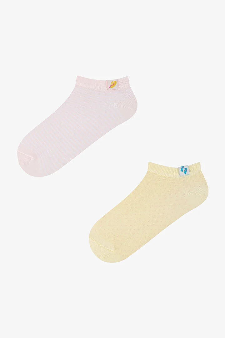 Penti 2 Pairs Cotton Summer Themed Woven Label Footie Socks