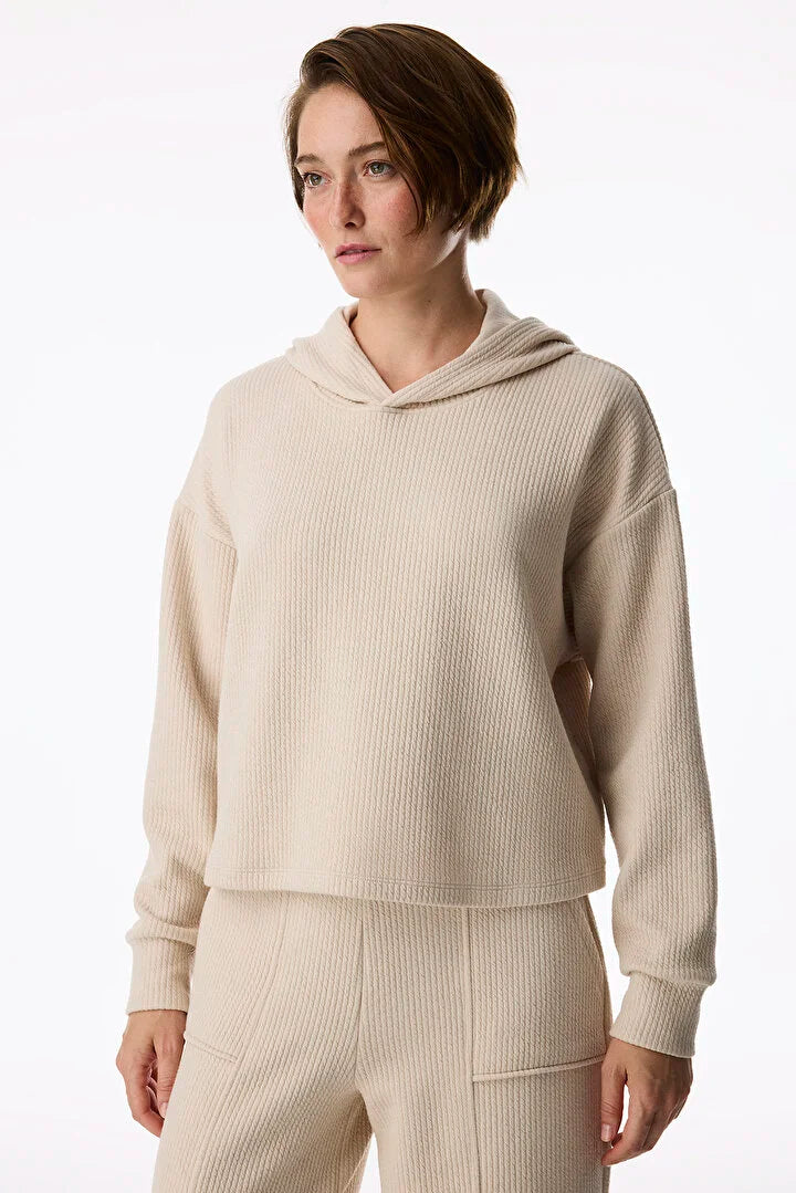 Penti Pastel Beige Ribbed Long Sleeved Sweatshirt