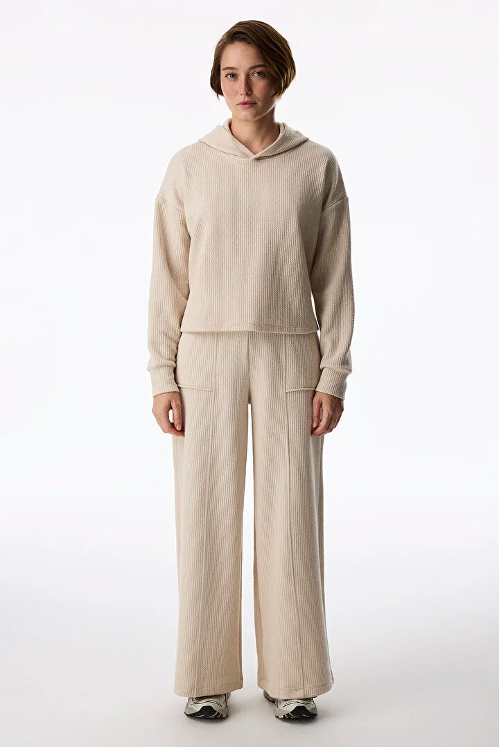 Penti Pastel Beige Ribbed Long Sleeved Sweatshirt