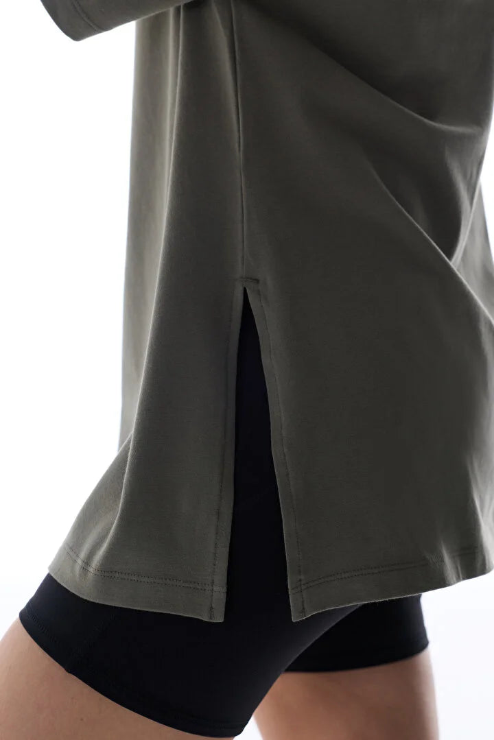 Penti Khaki Oversize Crew Neck Cotton T-Shirt