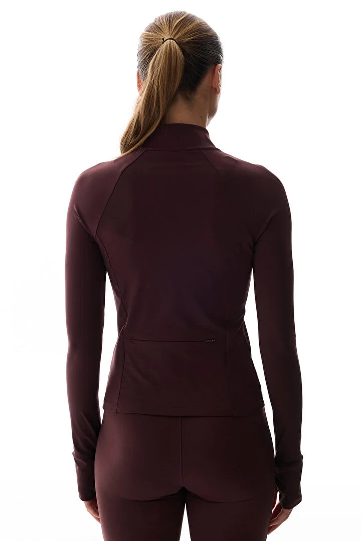 Penti Dark Bordeaux Back Pocket Sports Zipped Long Sleeve Jacket