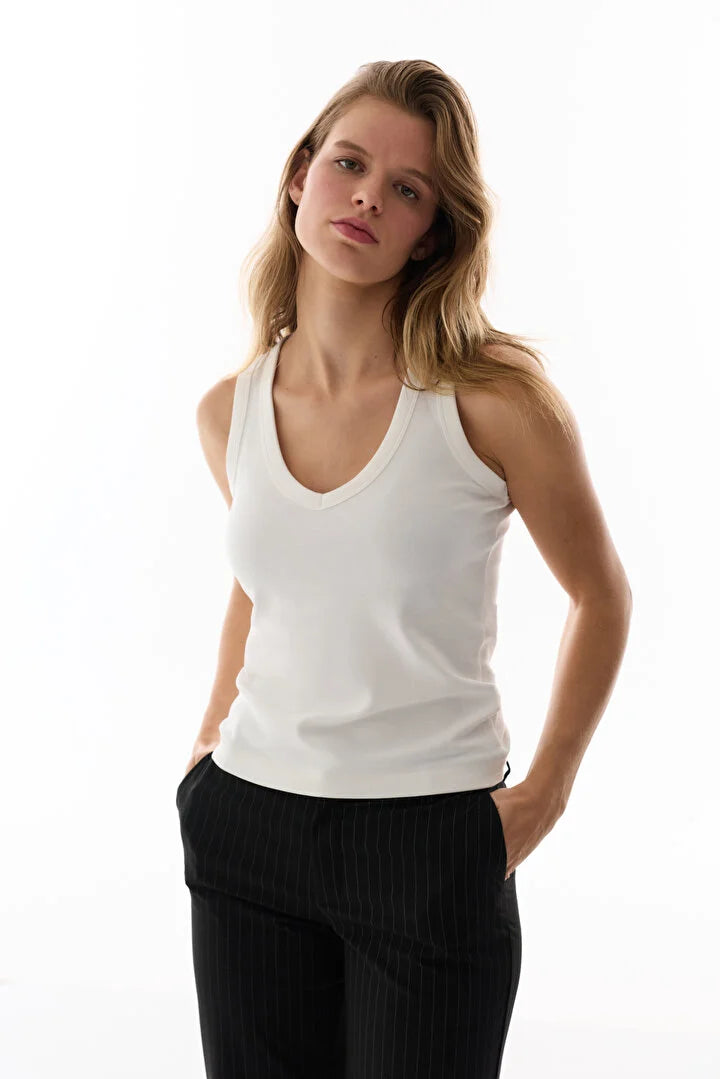 Penti Off White V-Neck Top