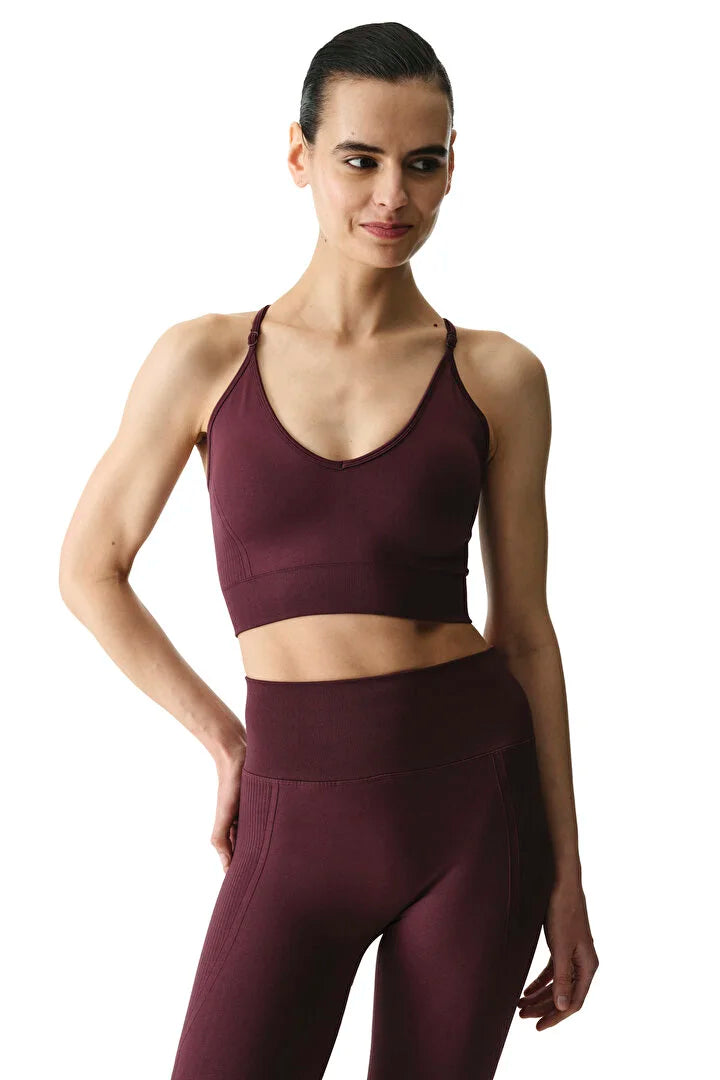 Penti Bordeuax Seamless Removable Pad Strap Detail Sports Bra
