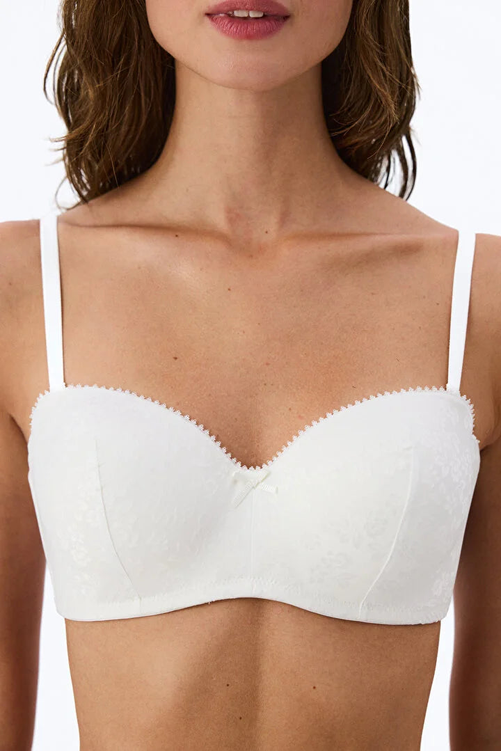 Penti Off White Lotus Satin Floral Padded Bra