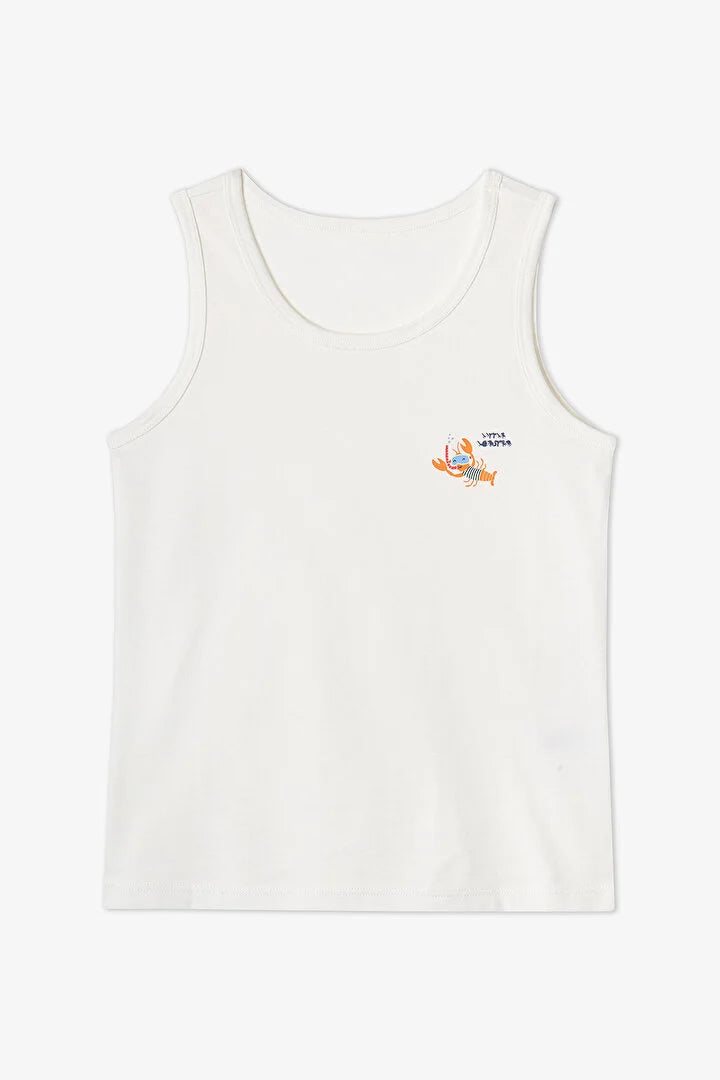 Penti Off-White Boys Striped Crab 2 in1 Tank