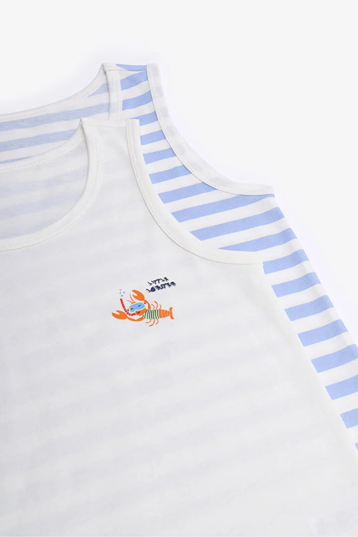 Penti Off-White Boys Striped Crab 2 in1 Tank