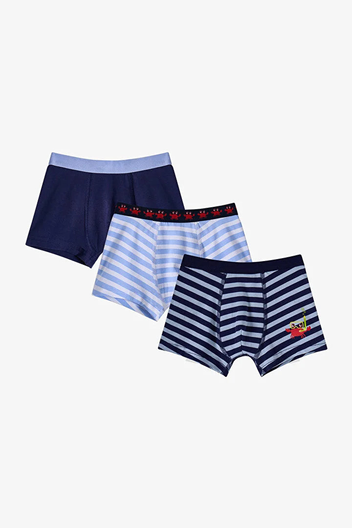 Penti Blue Boys Striped Crab 3 in1 Boxer