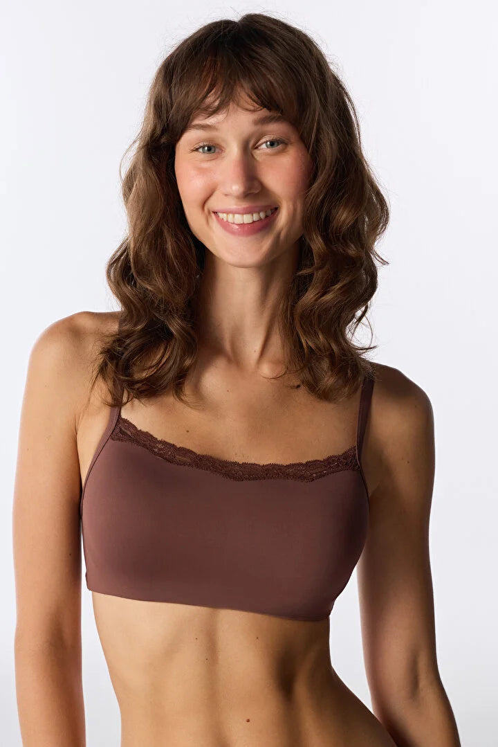 Penti Brown Cream Square Neck Padded Bra