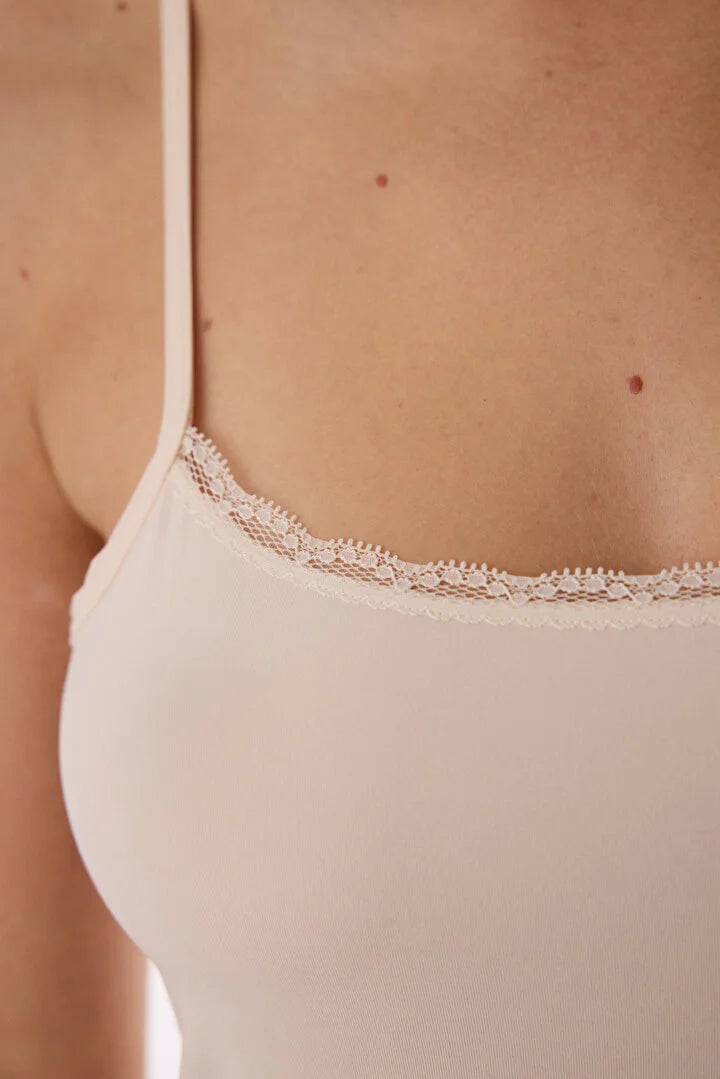 Penti Beige Micro Lace Tank Top