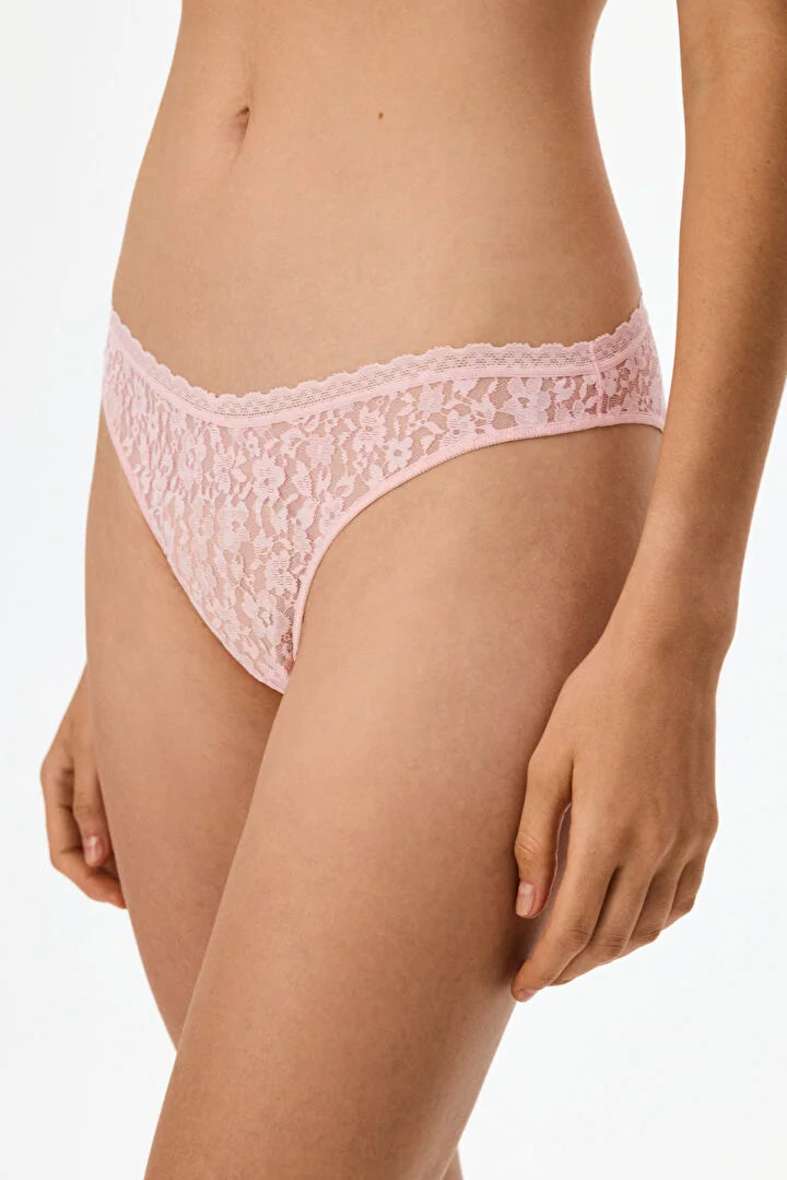 Penti Pink Easy Lace V Cut Floral Brazilian Briefs