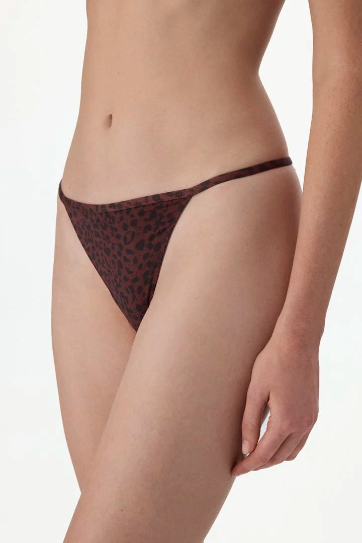 Penti Brown Printed Micro Lace Leopard Print Brazilian Briefs