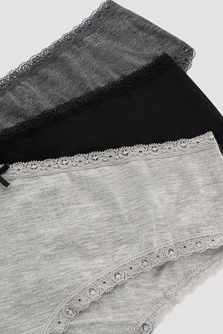 Penti Daily Lace 3-Pack Cotton Grey Hipster Panties