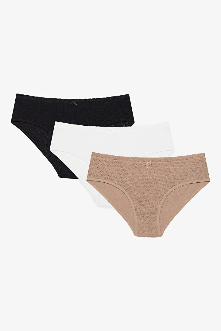 Penti Daily Lace 3-Pack Cotton Multicolored Hipster Panties
