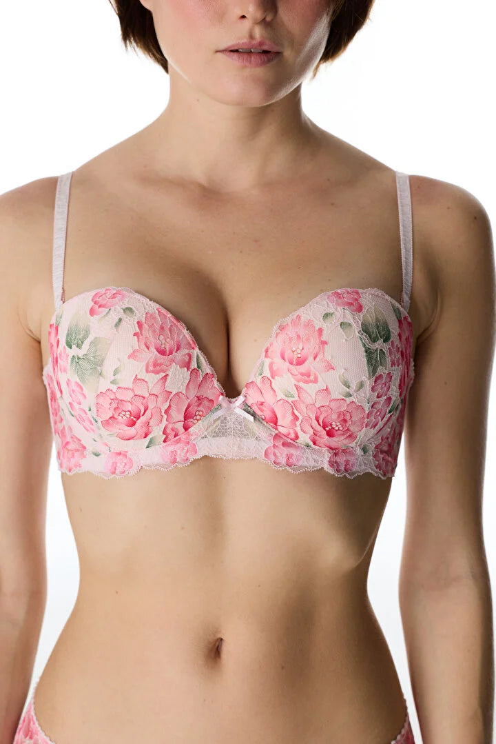 Penti Light Pink Heart Floral Push Up Bra