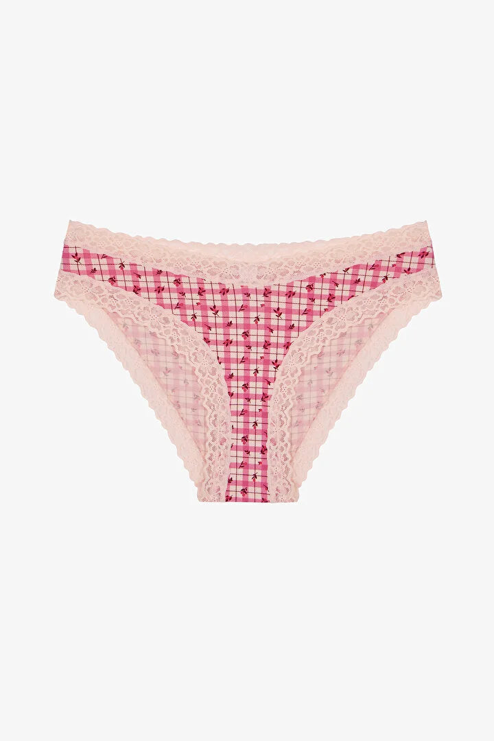 Penti Soft Pink Comfy Cotton Floral Slip Briefs