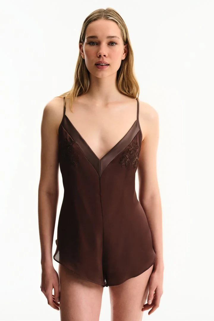 Penti Brown Satin Chiffon Bodysuit