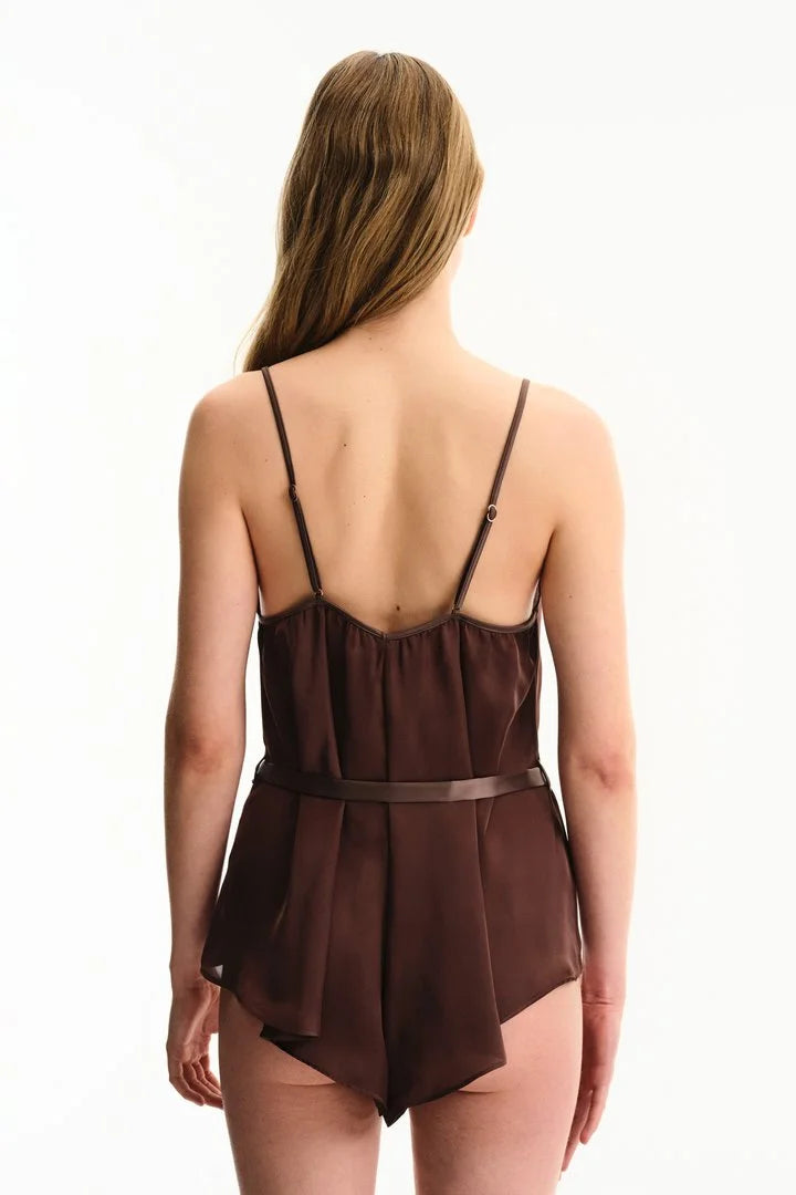 Penti Brown Satin Chiffon Bodysuit