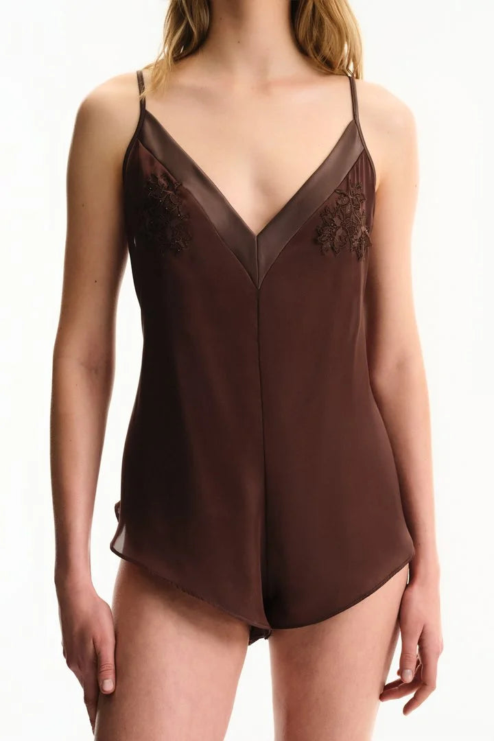 Penti Brown Satin Chiffon Bodysuit