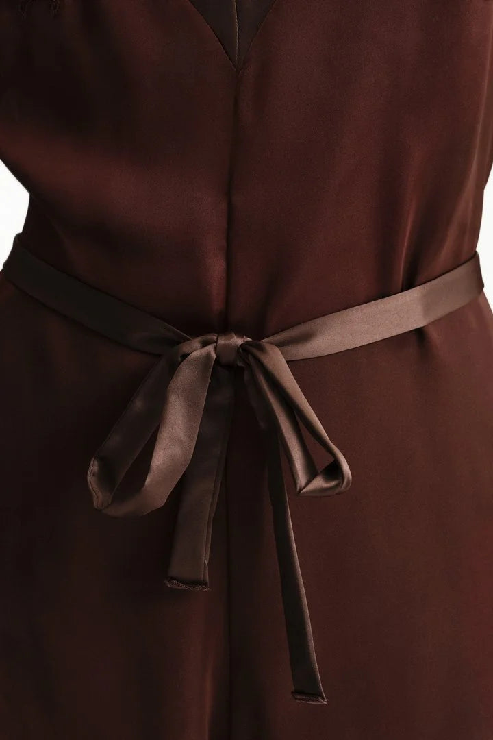 Penti Brown Satin Chiffon Bodysuit