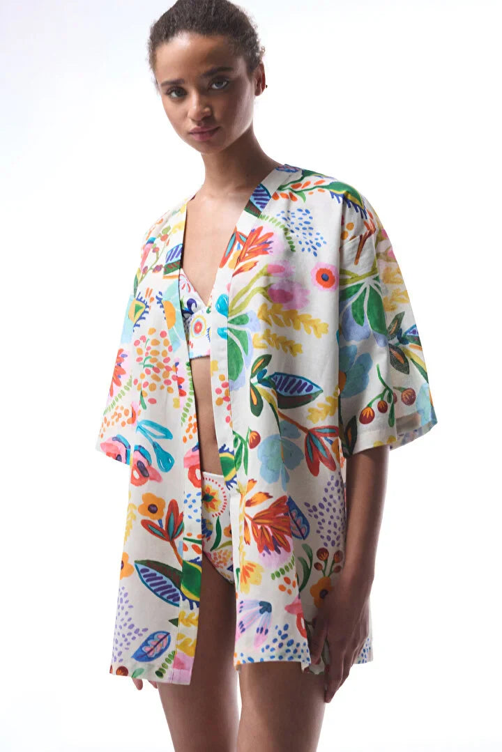 Penti Ila Multi Color Pareo With Floral Design