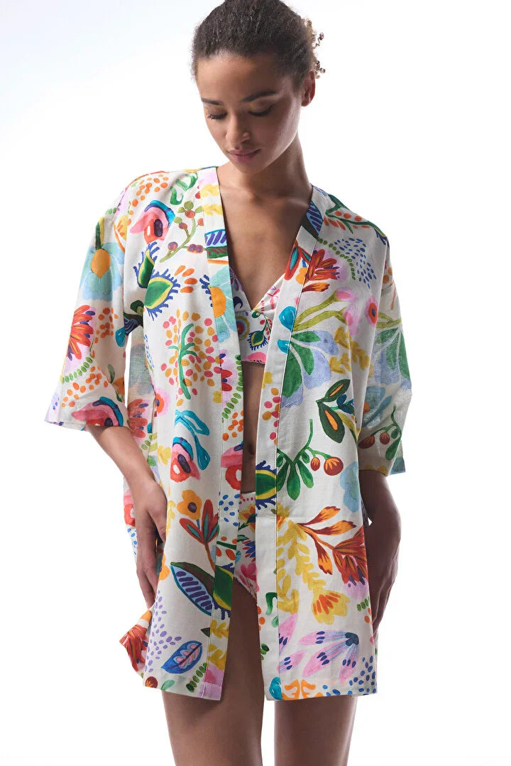 Penti Ila Multi Color Pareo With Floral Design