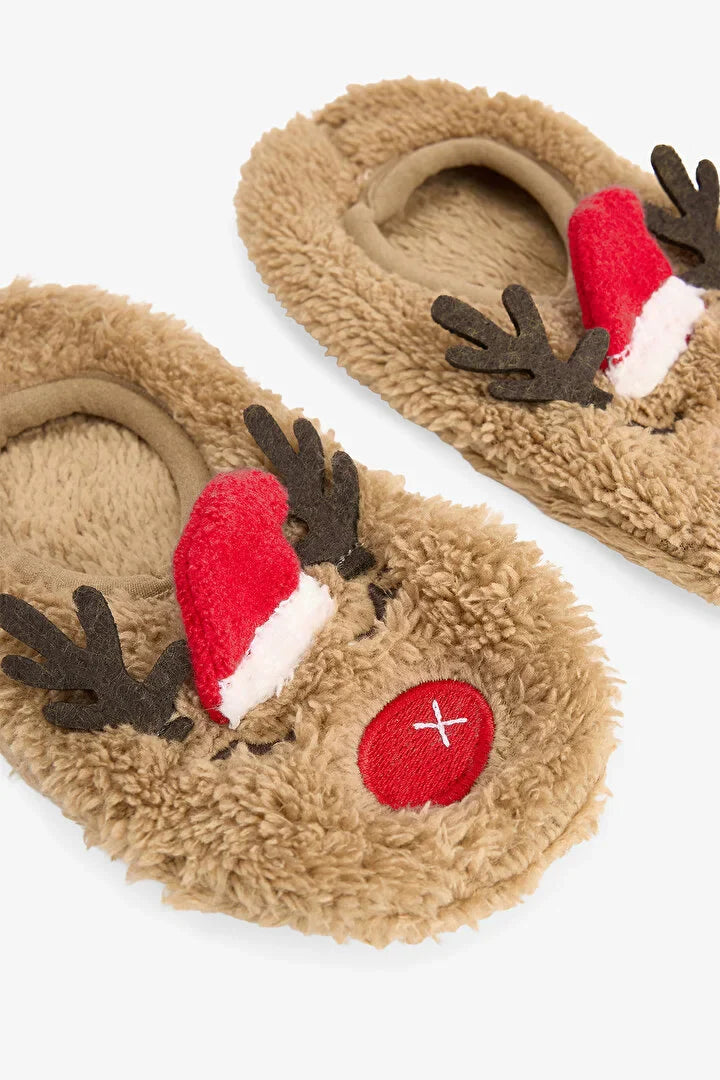 Penti Light Brown Unisex Children's Deer Non-Slip Sole Home Booties