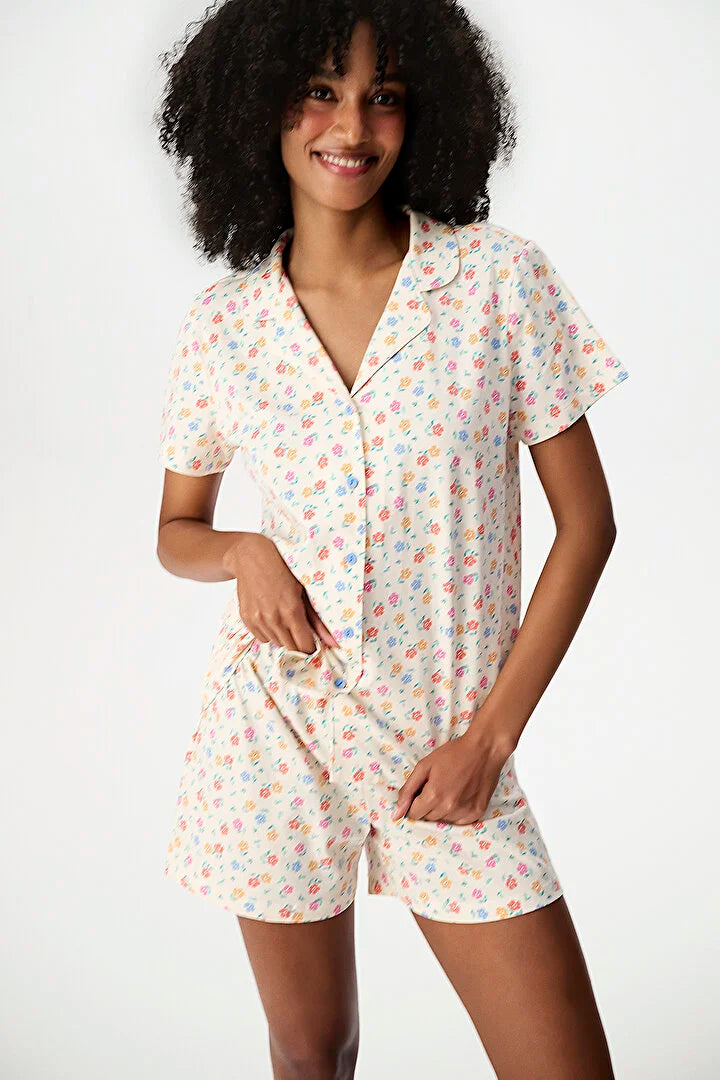 Penti Colorful Floral Whisper Shirt &Shorts Pyjama Set