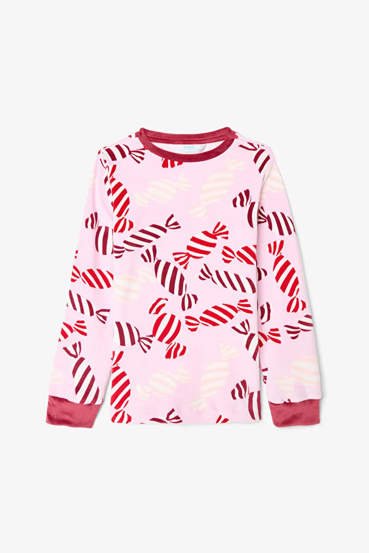 Penti Pink Girl Candy New Year Patterned Soft Texture Pajama Set