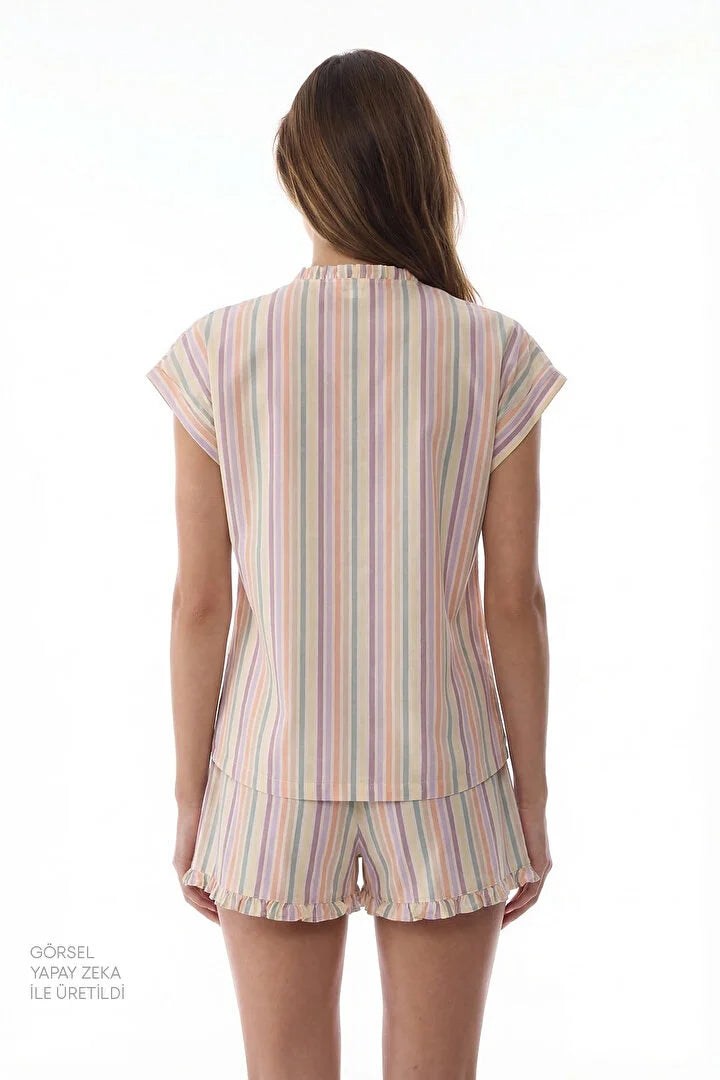 Penti Colorful Sweet Day Striped Shorts Pajama Set