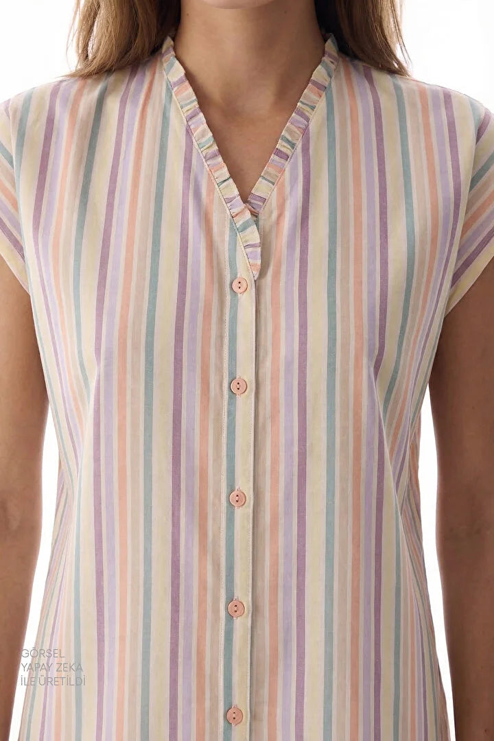 Penti Colorful Sweet Day Striped Shorts Pajama Set