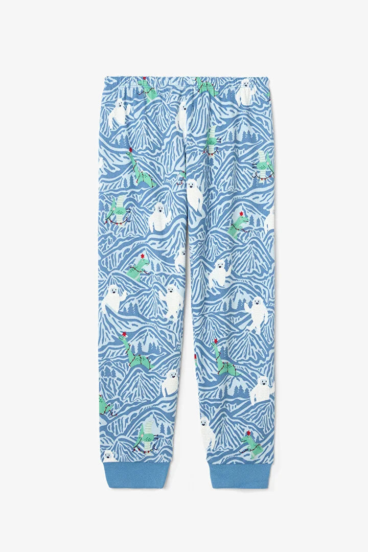 Penti Light Blue Boys Mountain Monster Patterned Pajama Set