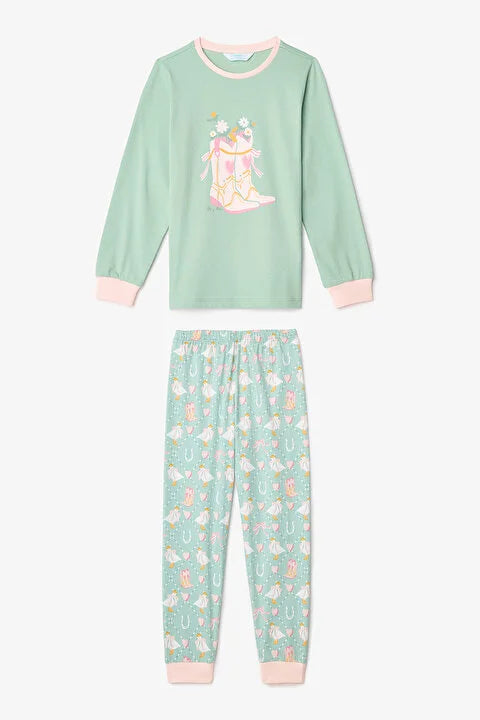 Penti Girls Cowboy Goose Floral Long Sleeve 2-Piece Pajama Set