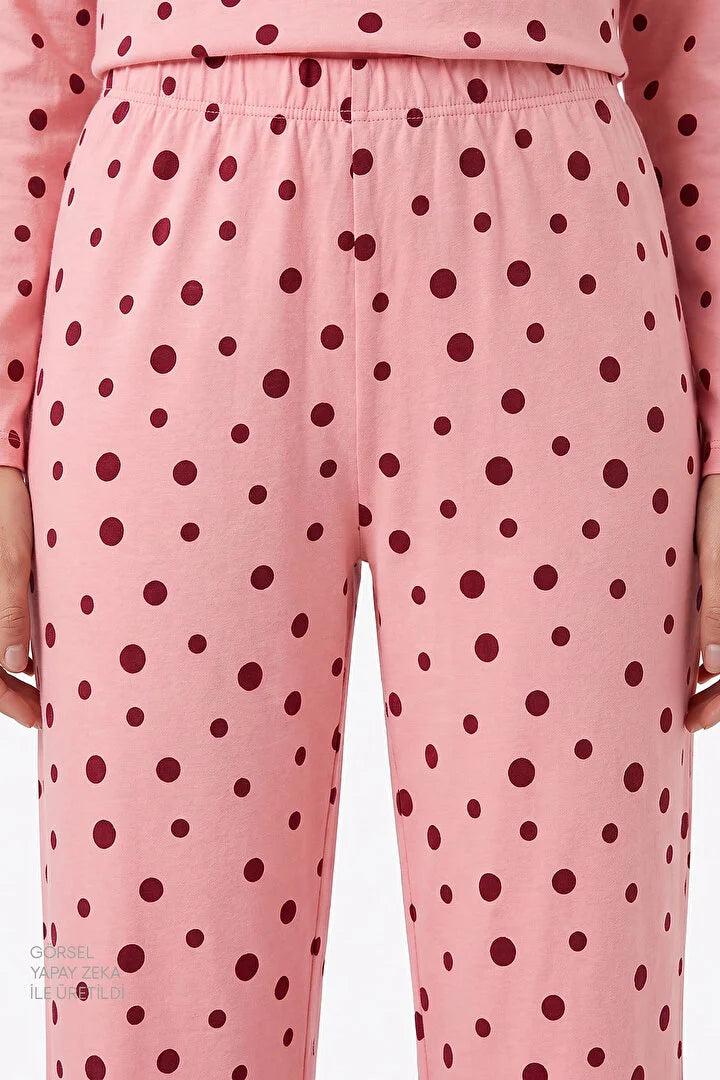 Penti Pink Berry Dotted Pant Polka Dot Long Sleeve Pyjama Set