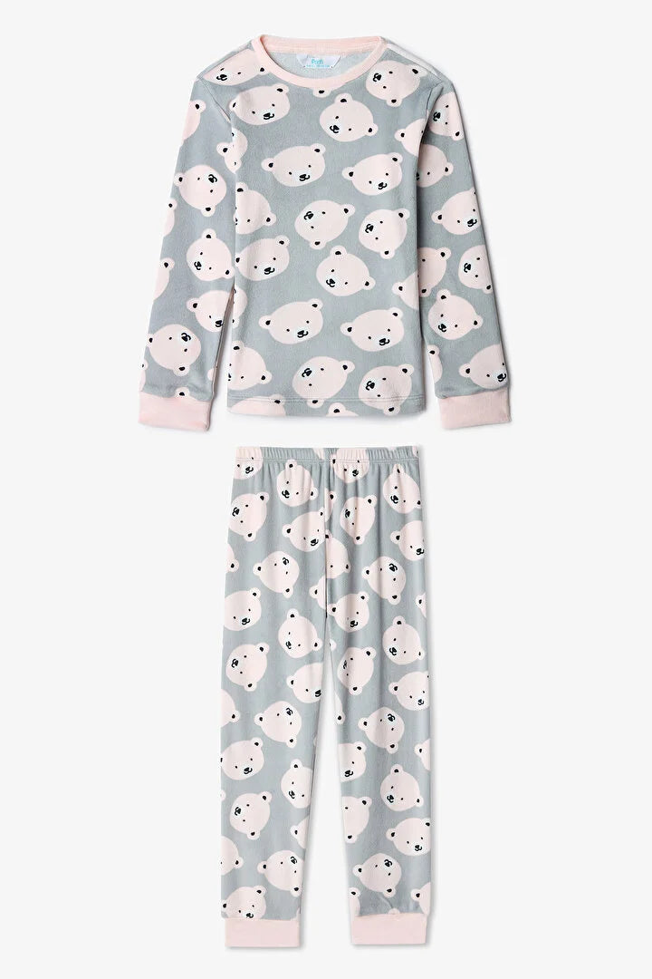 Penti Gray Girls Bear Patterned Pajama Set