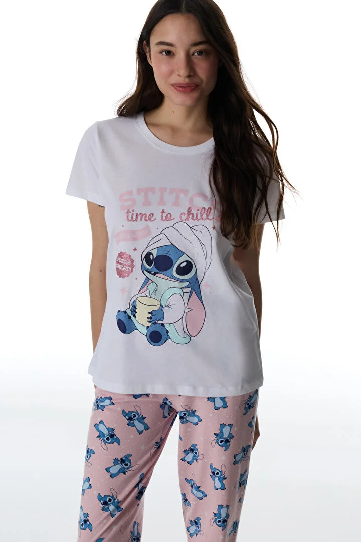 Penti Pink "Stitch Ohana" Pants Pajama Set