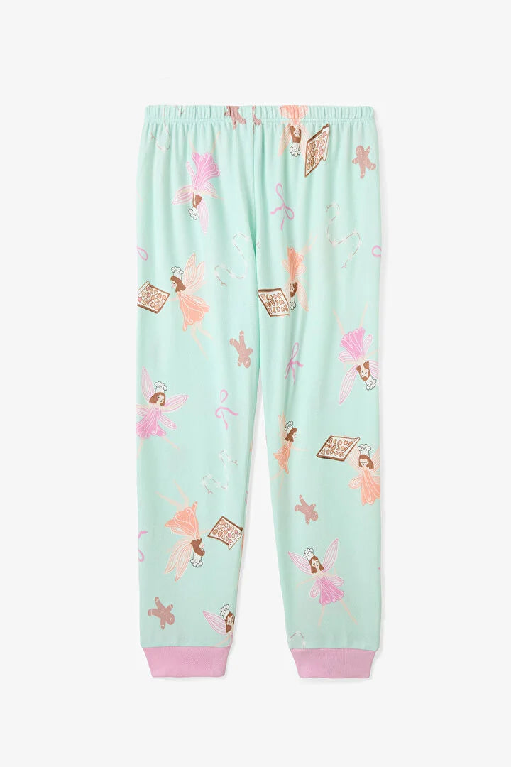 Penti Light Mint Girls Fairy Printed Long Sleeve Pajama Set
