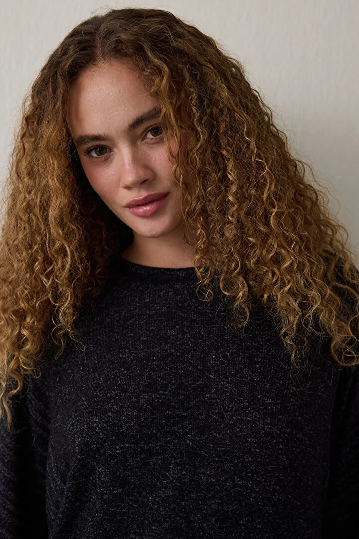 Penti Black Dark Sky Crew Neck Long Sleeve Pajama Set