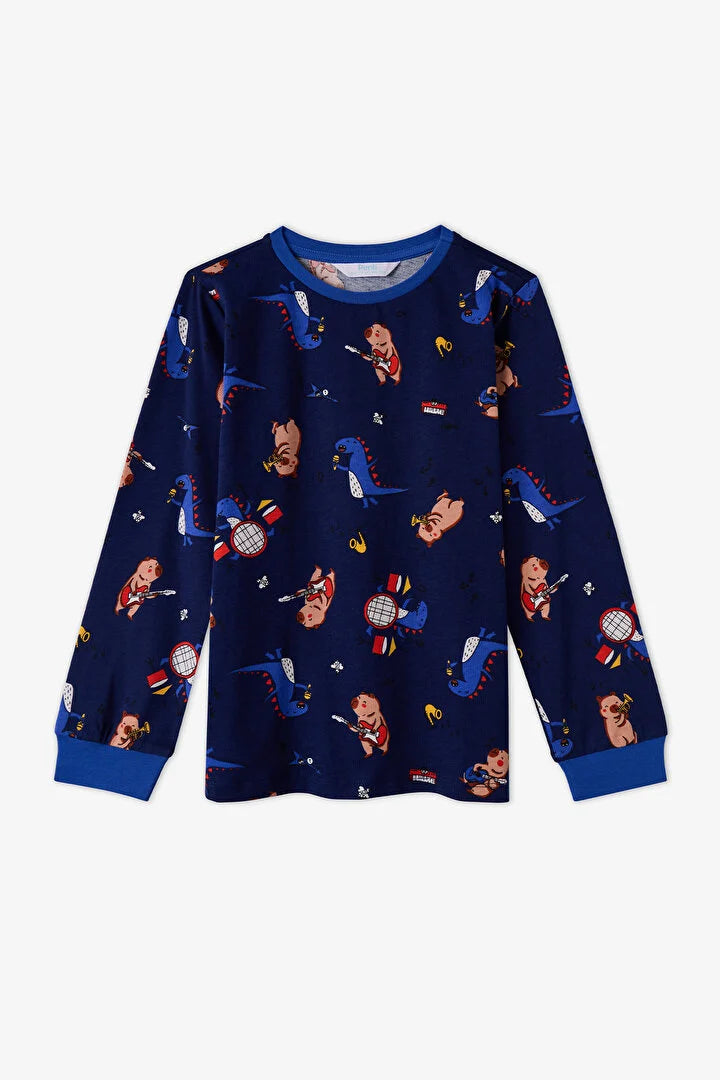 Penti Blue Capy-Jam Session Cotton Long-Sleeve 2-Piece Pajama Set