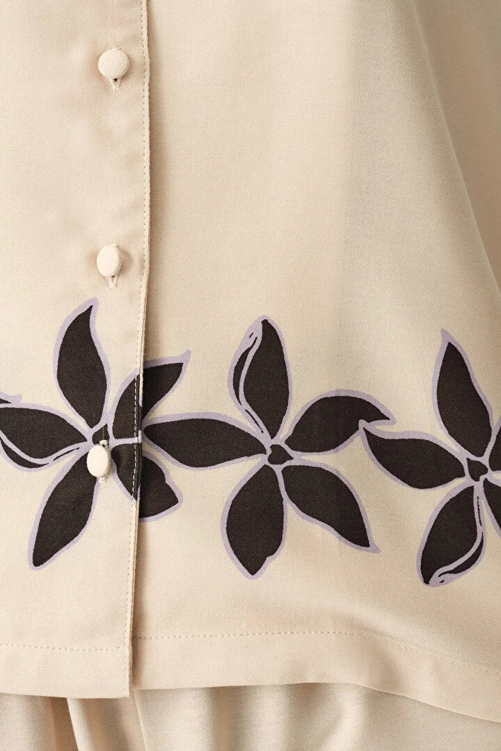 Penti Pastel Beige Petal Shirt & Pants Pajama Set