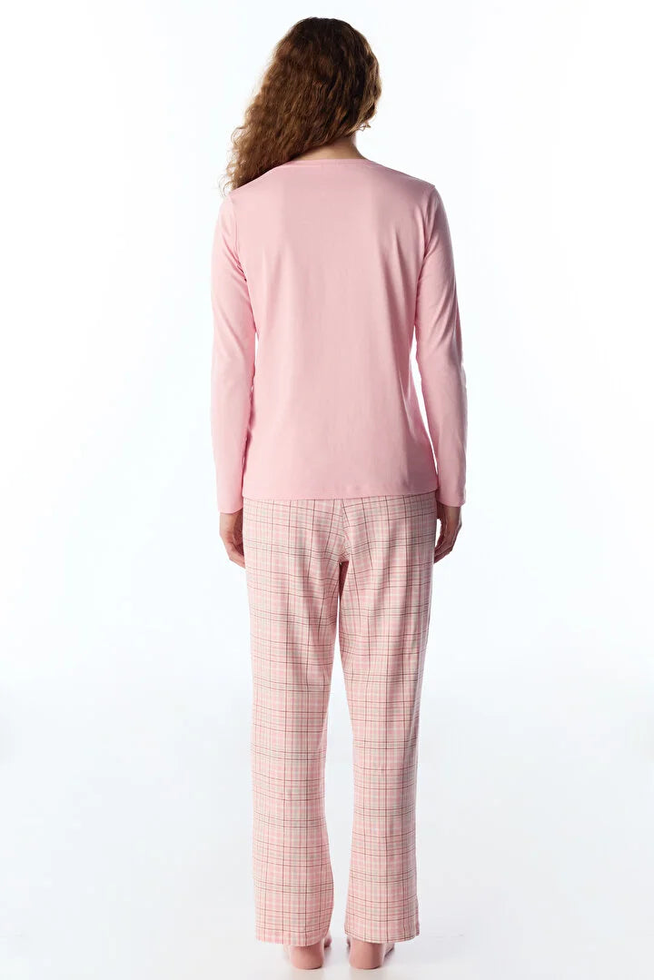 Penti Pink Comfy Heart Animal Print Long Sleeve Pyjama Set With Trousers